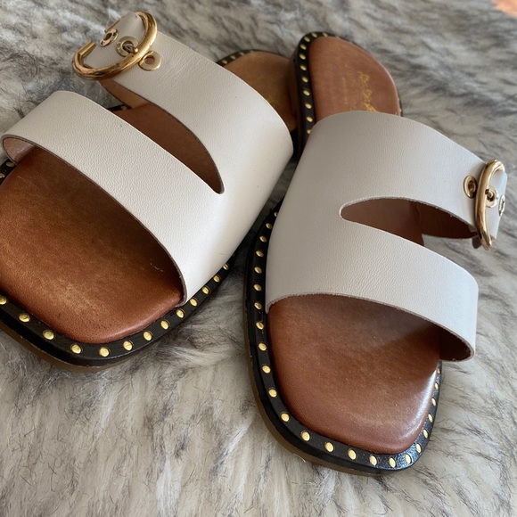 COACH and Four leather strappy White and Gold Slide Sandals - Picture 11 of 12